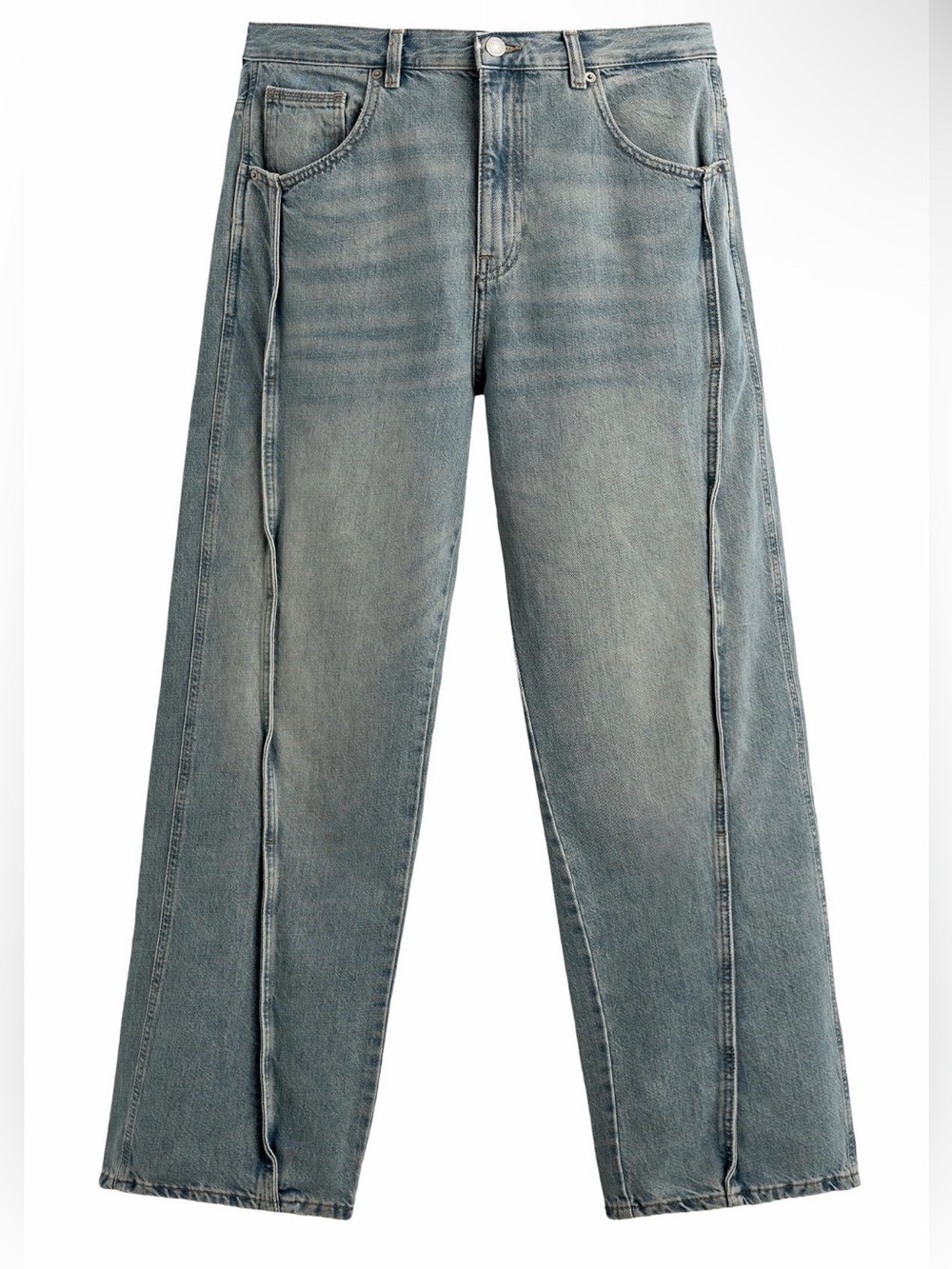 Zara Denim Front Seam Washed Jeans